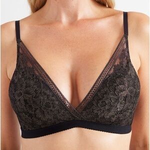 Knix Gilded Black Lace Deep V Plunge Bra Women’s size Large 36B 36C 36D 36DD